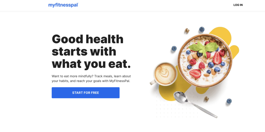 myfitnesspal "start for free" page