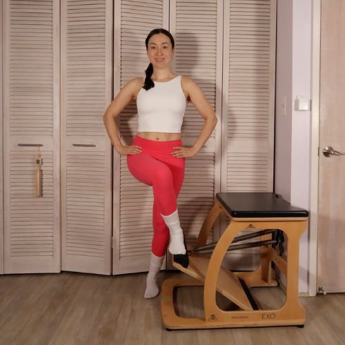 Pilates Exo Chair Press Down Crossover – Inner Thigh & Glute Activation
