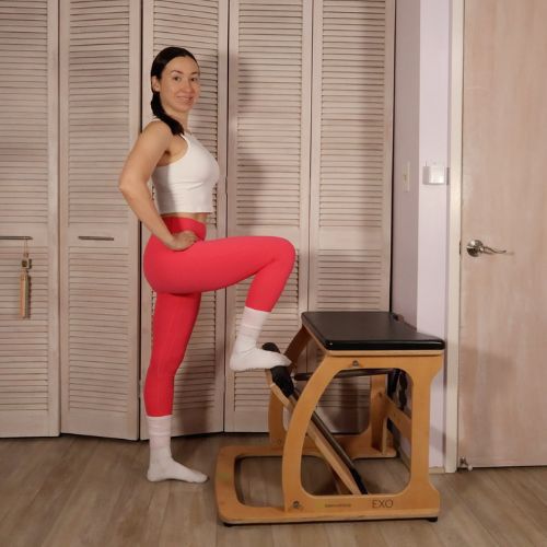 Pilates Exo Chair Press Down Front – Single-Leg Strength & Core Stability